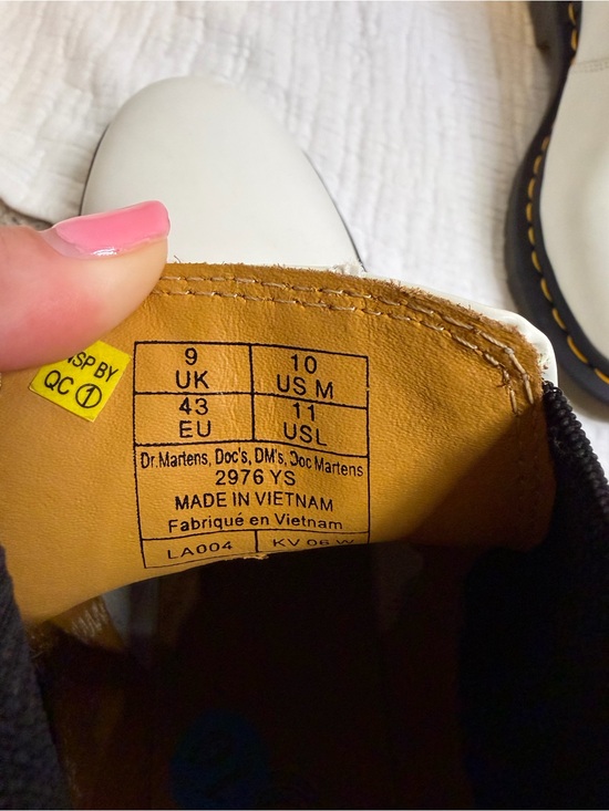 Dr. Martens White Leather Chelsea Boots with Yellow Stitching